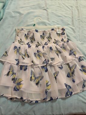 Disney White Butterfly Print limited collection Tiered Mini Skirt